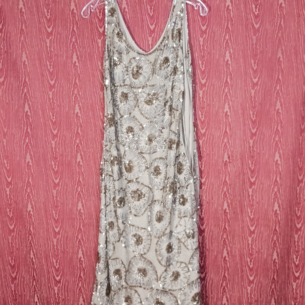 LAUREN RALPH LAUREN PURPLE LABEL NOMITA SEQUIN/BEADS Embellished Midi Cocktail - Picture 4 of 16